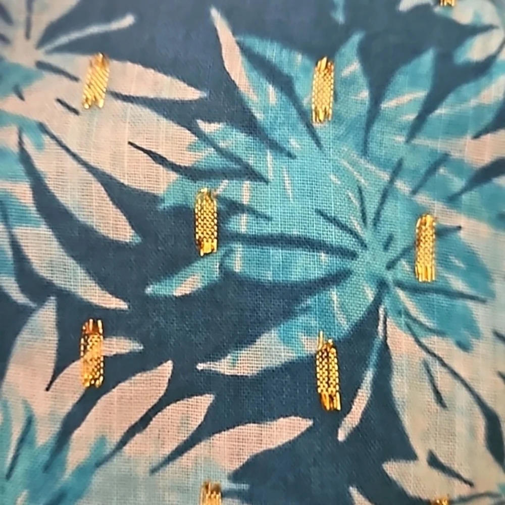 NEW! MICHAEL MICHAEL KORS Floral Mettalic Gold Blouse Top Small.